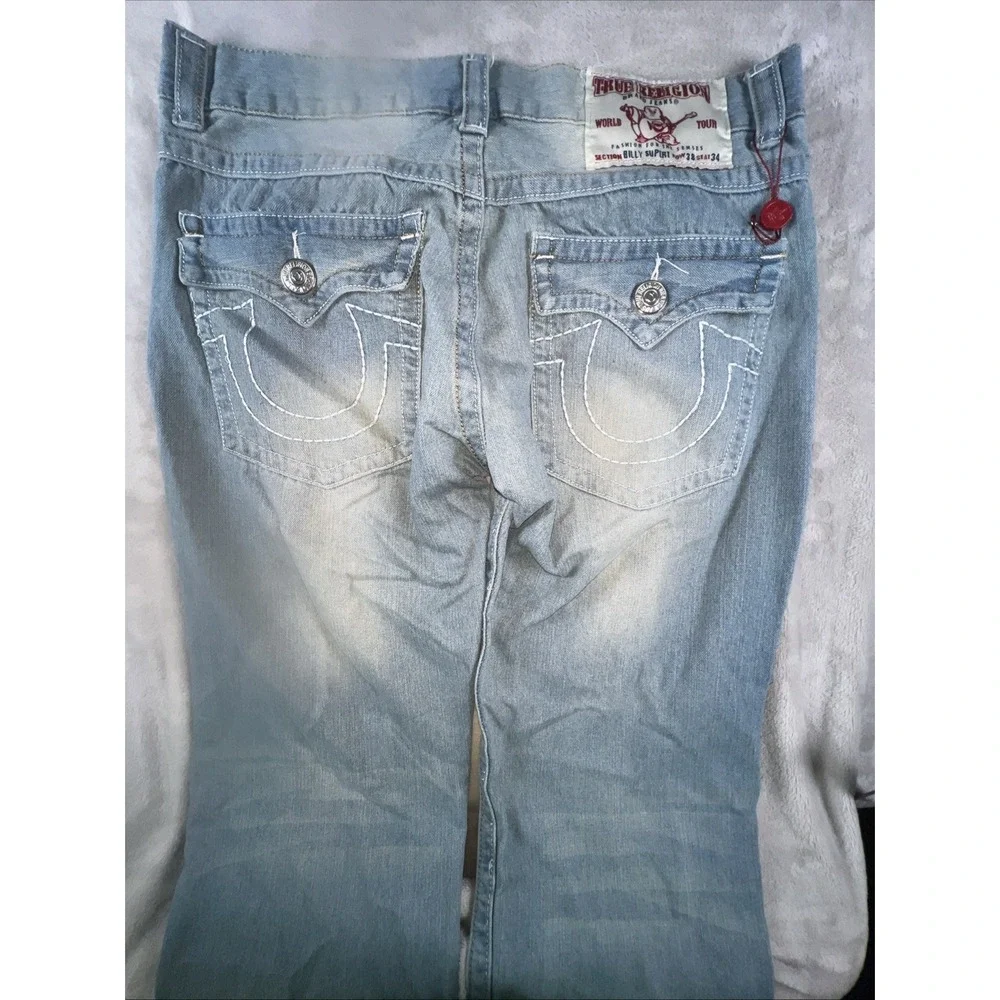 True Religion Billy Super T Baggy Grunge Y2k Denim Blue‎ Jeans 38x33 Made In USA